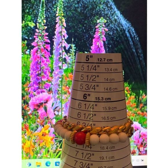 Vintage Bracelets, Wooden Beads and Gold, Set of 2, Unmarked - Picture 1 of 4